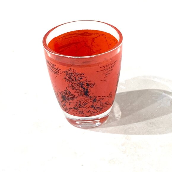 Vintage FRANCE Barware, Japanese Scene Liquor Decanter with Shot Glasses - Picture 9 of 13